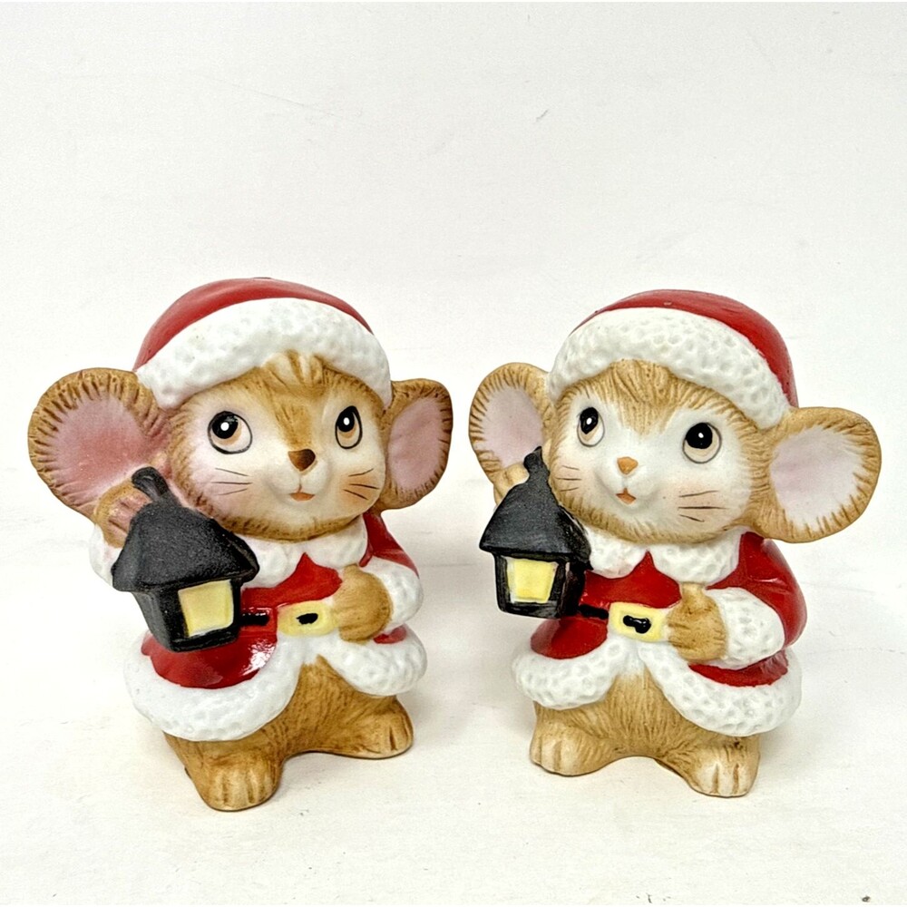 VTG Christmas Anthropomorphic Mice Mouse Salt Pepper Shakers 70s PWF Taiwan Cute
